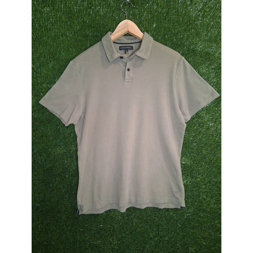 Banana Republic Men's Size M Polo Shirt Faded Olive Green Casual Short Sleeve